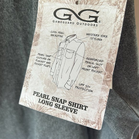 Gameguard Outdoors Long Sleeve Pearl Snap Shirt Mens Medium - Picture 2 of 5